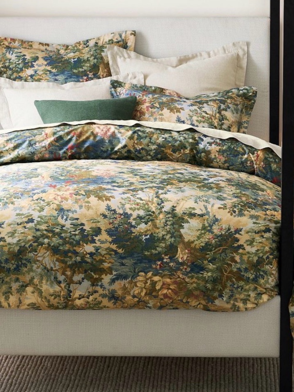 EUC POTTERY BARN Greenwood Queen Duvet Cover w 2 EURO Shams used in guest room - Picture 6 of 10